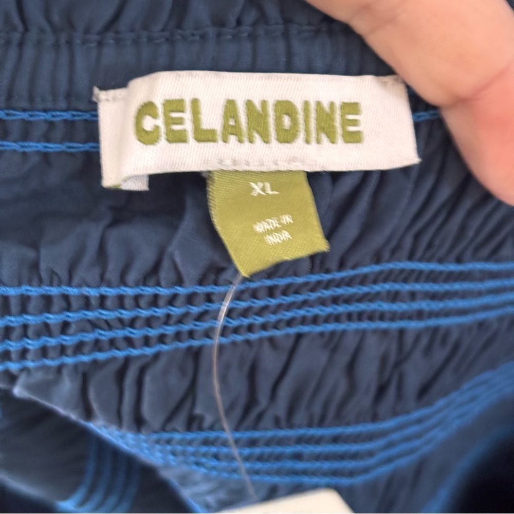 Celandine for Anthropologie Navy flowy Strapless Smocked Top – Sz XL (NWT) - Picture 5 of 12